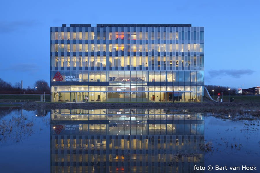 Het gebouw voor Avery Dennison op het Bio Science Park bij Oegstgeest.